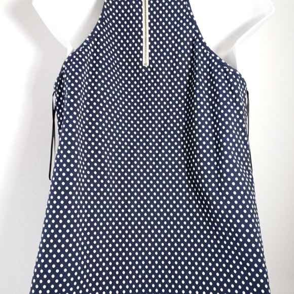 Sachin & Babi Blue White Polka Dot Net Sequin Zipper Back Tank Top XS - Picture 5 of 15